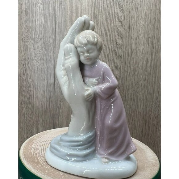Roman Other - VTG 1983 Roman Palm of My Hand Child Figurine Porcelain Religious Glossy Lilac